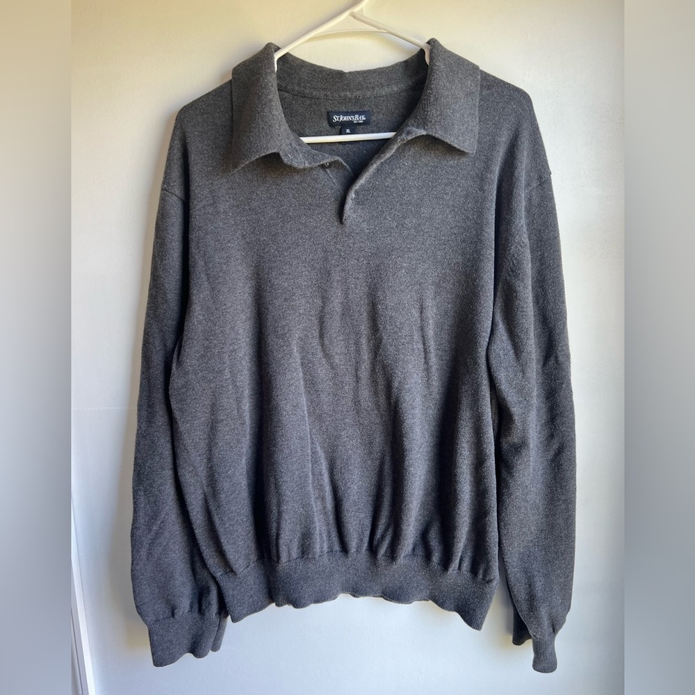 men's St. John's Bay gray button collared sweater XL
